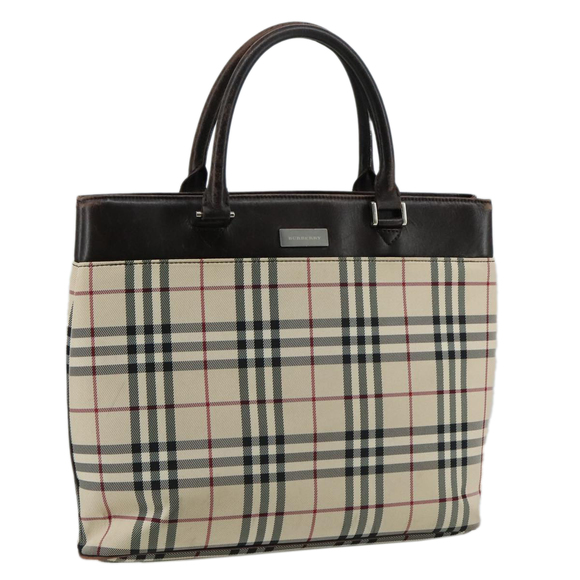 BURBERRY Nova Check Hand Bag Canvas Beige Auth 108646 - Picture 1 of 16